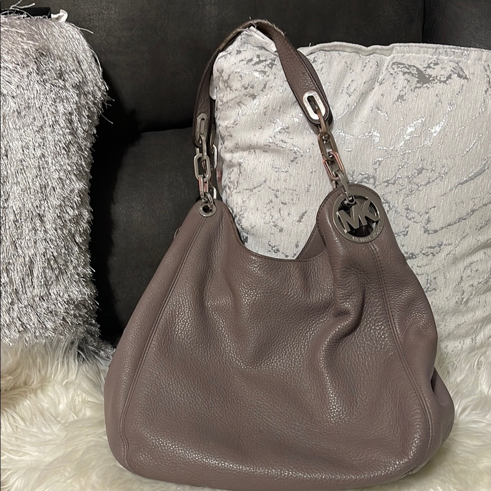 Michael Kors Taupe Leather Shoulder Bag